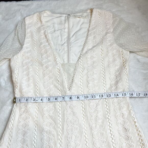 Stevie May Ivory Crochet Lace Long Sleeve Gallery Mini Dress Sz S - Picture 9 of 10